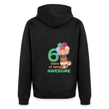 Squirrel for 6th birthday children six years - Unisex Premium Organic Zip Hoodie - black - Back - Nico (187cm)