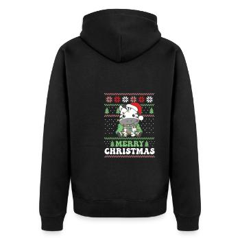 Joyeux Noël rétro moche Noël Zèbre - Veste à capuche bio Premium Unisexe - noir - Dos - Nico (187cm)