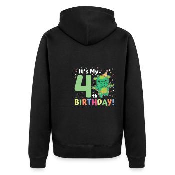 Drache zum 4. Geburtstag Kinder vier Jahre alt - Unisex Premium Bio Zip Hoodie - Schwarz - Hinten - Nico (187cm)