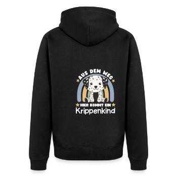 Aus Dem Weg Hier Kommt Ein Krippenkind Dalmatiner - Unisex Premium Bio Zip Hoodie - Schwarz - Hinten - Nico (187cm)