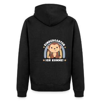 Kindergarten Ich Komme! Affe - Unisex Premium Bio Zip Hoodie - Schwarz - Hinten - Nico (187cm)