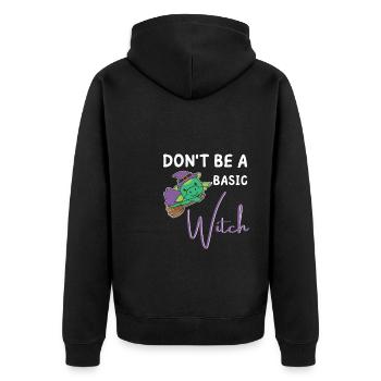 Drache Halloween Hexen don't be a basic witch - Unisex Premium Bio Zip Hoodie - Schwarz - Hinten - Nico (187cm)
