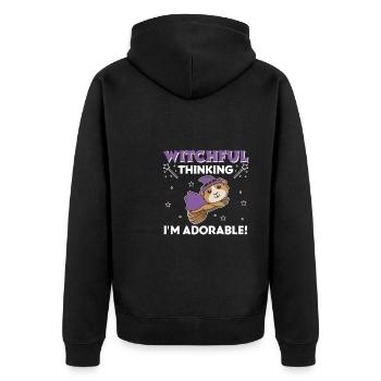 Guinea Pig Halloween Witch Witch I'm Adorable - Unisex Premium Organic Zip Hoodie - black - Back - Nico (187cm)