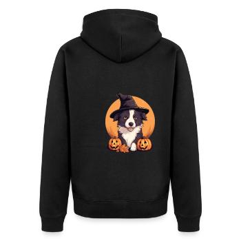 Halloween Chapeau de Sorcière Citrouille Chien Border Collie - Veste à capuche bio Premium Unisexe - noir - Dos - Nico (187cm)