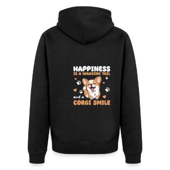 Happiness Is A Wagging Tail And An Corgi Smile - Unisex Premium Organic Zip Hoodie - black - Back - Nico (187cm)