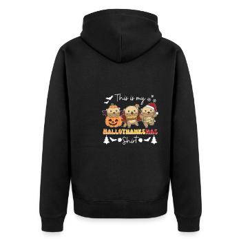 This is my Hallothanksmas Shirt Otter Christmas - Unisex Premium Organic Zip Hoodie - black - Back - Nico (187cm)