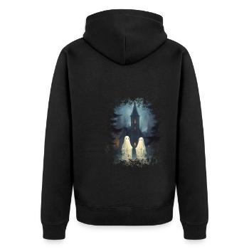Vintage Ghost Church Cemetery Gothic Halloween - Unisex Premium Organic Zip Hoodie - black - Back - Nico (187cm)