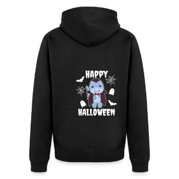 Dino Happy Halloween Cute Vampire Costume - Unisex Premium Organic Zip Hoodie - black - Back - Nico (187cm)