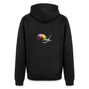 Bunte Schnecke 2 - Unisex Premium Bio Zip Hoodie - Schwarz - Hinten - Nico (187cm)