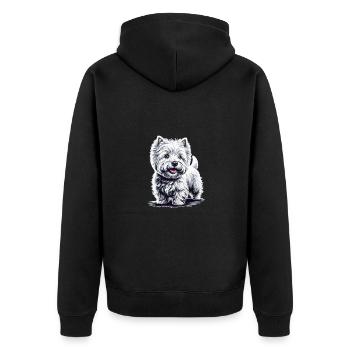 West Highland White Terrier - Unisex Premium Organic Zip Hoodie - black - Back - Nico (187cm)
