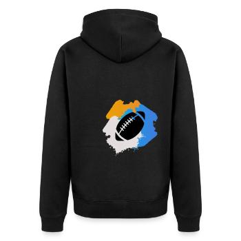 Rugby - Unisex Premium Bio Zip Hoodie - Schwarz - Hinten - Nico (187cm)