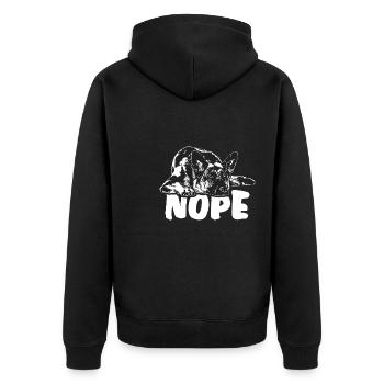 DEUTSCHER SCHÄFERHUND Nope Hundespruch Hunde - Unisex Premium Bio Zip Hoodie - Schwarz - Hinten - Nico (187cm)