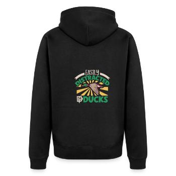 Duck Hunt Duck Hunter Bird Hunting Duck Hunting - Unisex Premium Bio Zip Hoodie - Schwarz - Hinten - Nico (187cm)