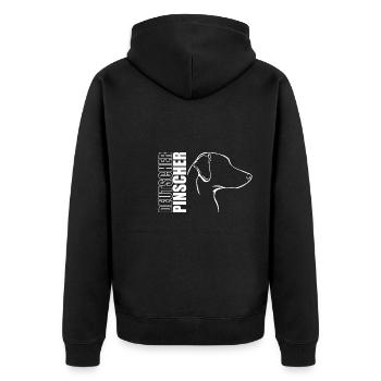 DEUTSCHER PINSCHER Profil Hunde Hund Wilsigns - Unisex Premium Bio Zip Hoodie - Schwarz - Hinten - Nico (187cm)