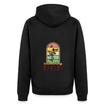 Bouldern Klettern Sportarten Turnhalle Wand - Unisex Premium Bio Zip Hoodie - Schwarz - Hinten - Nico (187cm)