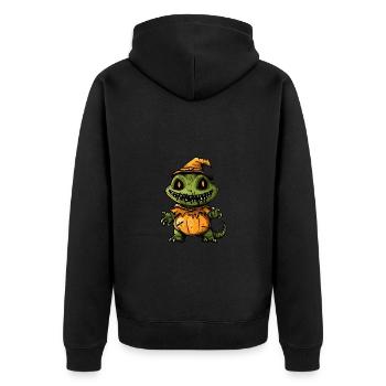 Alligator Halloween Funny Zombie - Unisex Premium Organic Zip Hoodie - black - Back - Nico (187cm)