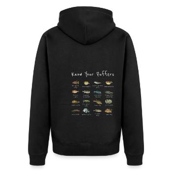 Kugelfisch Arten Geschenk Meeresbiologie Tauchen - Unisex Premium Bio Zip Hoodie - Schwarz - Hinten - Nico (187cm)