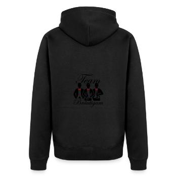 Hochzeit Bräutigam Team - Unisex Premium Bio Zip Hoodie - Schwarz - Hinten - Nico (187cm)