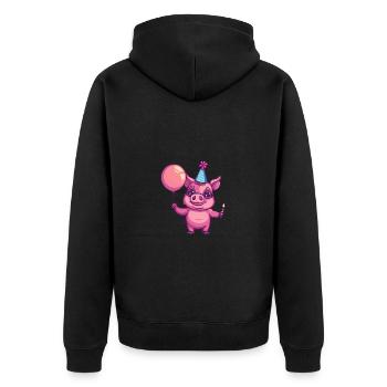 Schwein Geburtstag Comic Wildschwein - Unisex Premium Bio Zip Hoodie - Schwarz - Hinten - Nico (187cm)