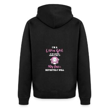 Sternzeichen Waage - Unisex Premium Bio Zip Hoodie - Schwarz - Hinten - Nico (187cm)