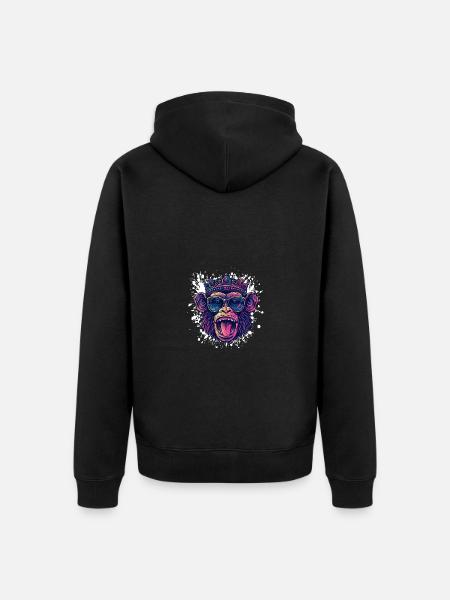 Monkey Birthday Funny Party - Unisex Premium Organic Zip Hoodie - black