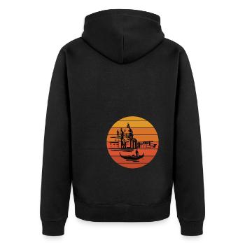 Venice Gondola Italy Venezia - Unisex Premium Bio Zip Hoodie - Schwarz - Hinten - Nico (187cm)
