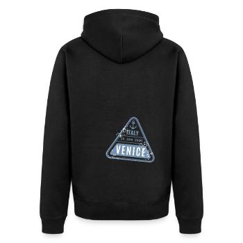 Venice Gondola Italy Venezia - Unisex Premium Bio Zip Hoodie - Schwarz - Hinten - Nico (187cm)