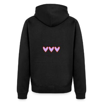 HERZ. HERZ. VALENTINSTAG. LIEBE. LIEBE. PAAR. - Unisex Premium Bio Zip Hoodie - Schwarz - Hinten - Nico (187cm)