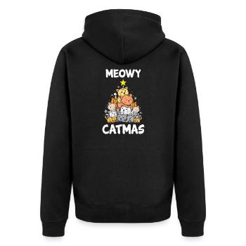 Weihnachten Meowy Catmas Cat Lover Lustiges Weihnachtsgeschenk - Unisex Premium Bio Zip Hoodie - Schwarz - Hinten - Nico (187cm)