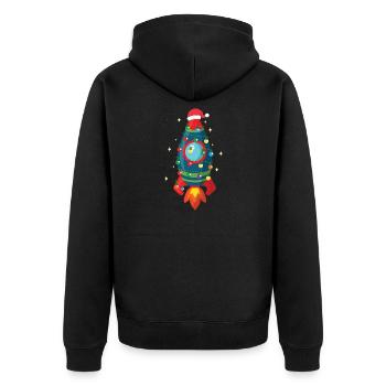Weihnachtsraum-Rakete Coole Weihnachtsfeiertags-Geschenkidee - Unisex Premium Bio Zip Hoodie - Schwarz - Hinten - Nico (187cm)