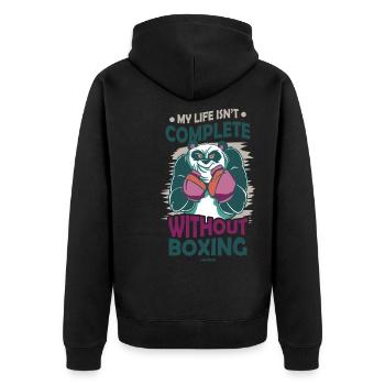 My Life Isn't Complete Without Boxing - Unisex Premium Organic Zip Hoodie - black - Back - Nico (187cm)