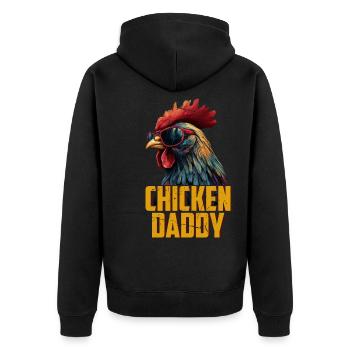 Poulet Papa Poulets Fête des pères Volaille Éleveur Coq - Veste à capuche bio Premium Unisexe - noir - Dos - Nico (187cm)
