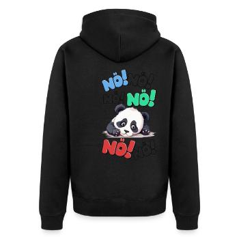 Nö Einfach Nö No Nein Panda Bär Lustig Spruch - Unisex Premium Bio Zip Hoodie - Schwarz - Hinten - Nico (187cm)