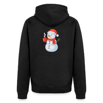 Bonhomme de neige avec écharpe et gobelet rouges - Veste à capuche bio Premium Unisexe - noir - Dos - Nico (187cm)