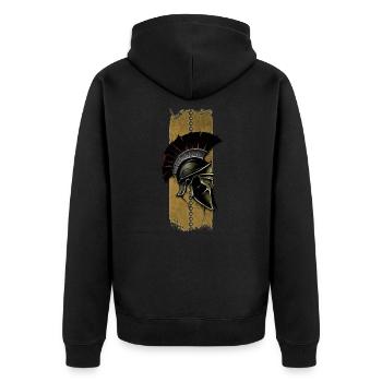 Gladiator's Might: Helmet of the Arena - Unisex Premium Organic Zip Hoodie - black - Back - Nico (187cm)