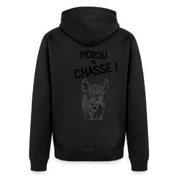 Mordu De Chasse Humour Chasseur - Veste à capuche bio Premium Unisexe - noir - Dos - Nico (187cm)