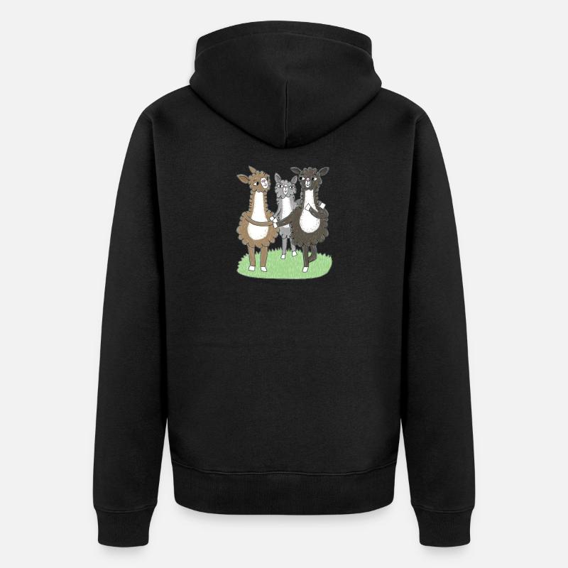 Trois amis lamas - Veste à capuche bio Premium Unisexe - noir