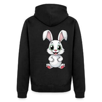 Lustiger Süßer Hase - Unisex Premium Bio Zip Hoodie - Schwarz - Hinten - Nico (187cm)