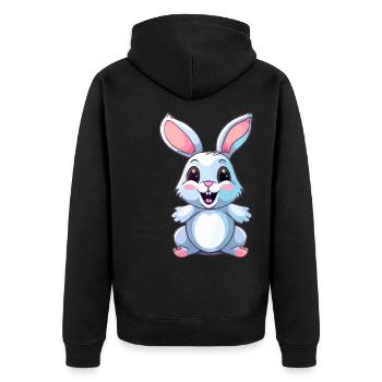 Süßer Kawaii Hase - Unisex Premium Bio Zip Hoodie - Schwarz - Hinten - Nico (187cm)