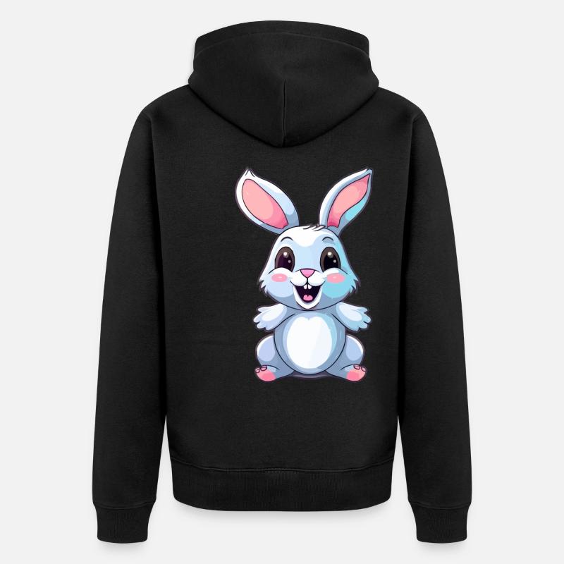 Lapin kawaii mignon - Veste à capuche bio Premium Unisexe - noir