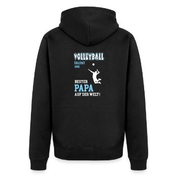 Volleyball Bester Papa Vater Vatertag Geburtstag - Unisex Premium Bio Zip Hoodie - Schwarz - Hinten - Nico (187cm)
