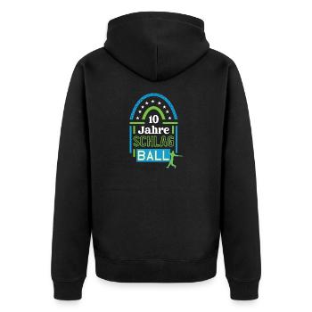 Schlagball Jubiläum 10 Jahre Trainer Spieler Jubi - Unisex Premium Bio Zip Hoodie - Schwarz - Hinten - Nico (187cm)