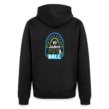 Futsal Jubiläum 10 Jahre Trainer Spieler Jubi - Unisex Premium Bio Zip Hoodie - Schwarz - Hinten - Nico (187cm)