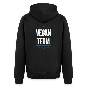 Vegan Team - Unisex Premium Bio Zip Hoodie - Schwarz - Hinten - Nico (187cm)