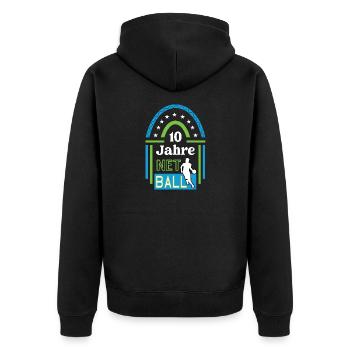 Netball Jubiläum 10 Jahre Trainer Spieler Jubi - Unisex Premium Bio Zip Hoodie - Schwarz - Hinten - Nico (187cm)