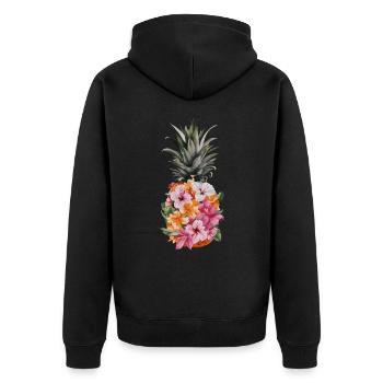 Ananas tropische hawaiianische Frucht - Unisex Premium Bio Zip Hoodie - Schwarz - Hinten - Nico (187cm)