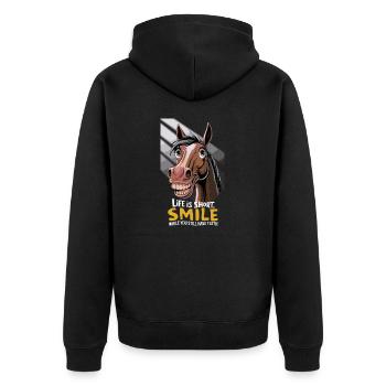 Life is short, smile while you still have teeth - Unisex Premium Organic Zip Hoodie - black - Back - Nico (187cm)