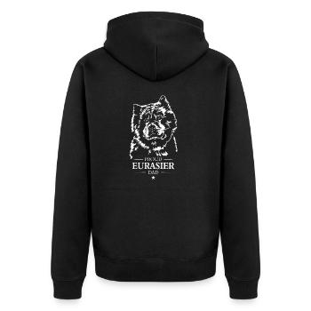 Eurasier Dad Hunde Hund Wilsigns - Unisex Premium Bio Zip Hoodie - Schwarz - Hinten - Nico (187cm)