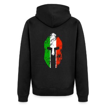 Spartanische Helmflagge Italiens - Unisex Premium Bio Zip Hoodie - Schwarz - Hinten - Nico (187cm)
