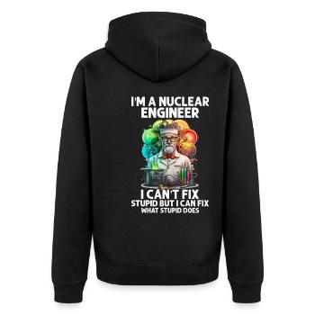 Nuklearingenieur für Kernkraftwerk und Kernenergie - Unisex Premium Bio Zip Hoodie - Schwarz - Hinten - Nico (187cm)